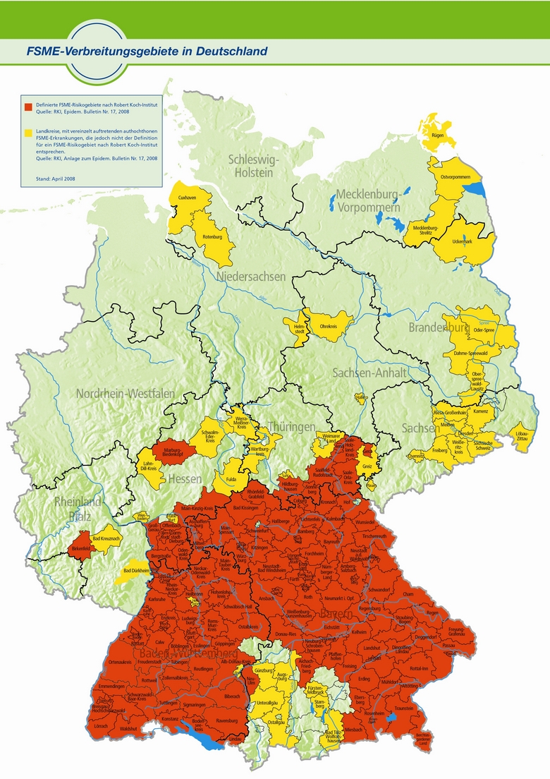 FSME Verbreitungskarte Deutschland-Landkreise-