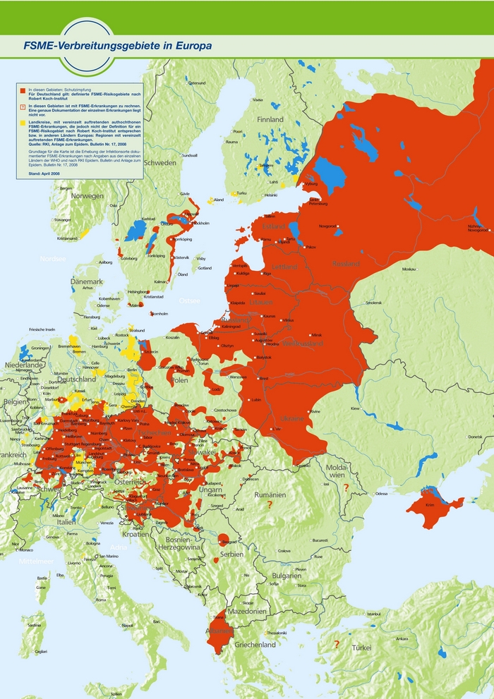 FSME-Risikogebiete in Europa